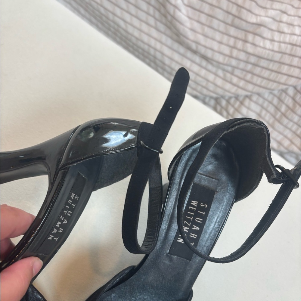 Stuart Weitzman Black Heels with Polished Finish - Picture 8 of 9
